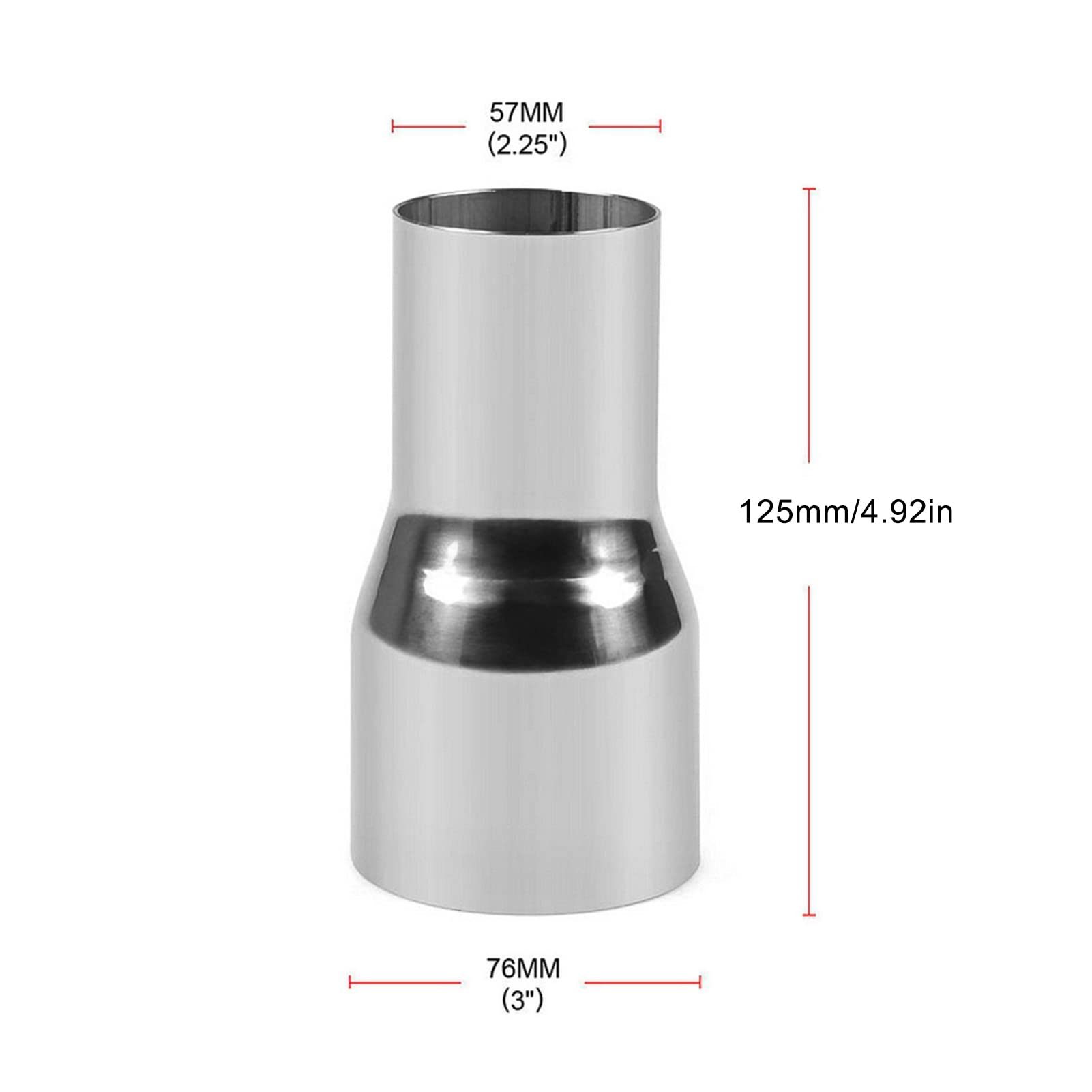 Adattatore per tubo di scarico, riduttore adattatore per tubo connettore tubo di scarico universale in acciaio inossidabile Parte modificata(57-76MM)