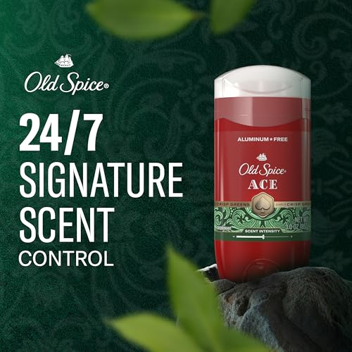 Image of Old Spice Aluminum Free Deodorant for Men, 24 /7 Odor Protection, 24 /7 Signature Scent & Lasting Freshness, Goes on Clean, Ace with Grapefruit, Bay Leaf, & Fresh Foliage Scent, 3.0 oz