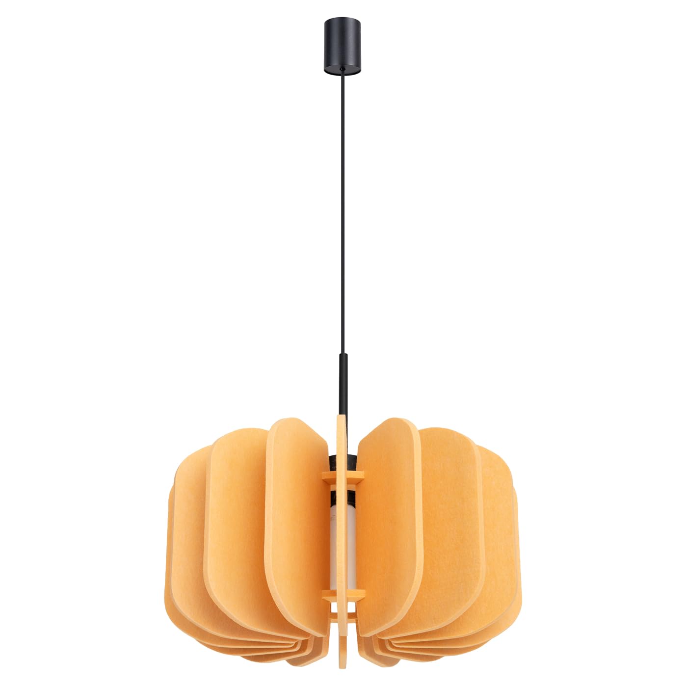 SOLLUX lighting Lampada a Sospensione - Lampada a Pendolo - Lampada da Soffitto Feltro Acciaio - 1 Paralume - Lampada LED Lampadina - Giallo Mula