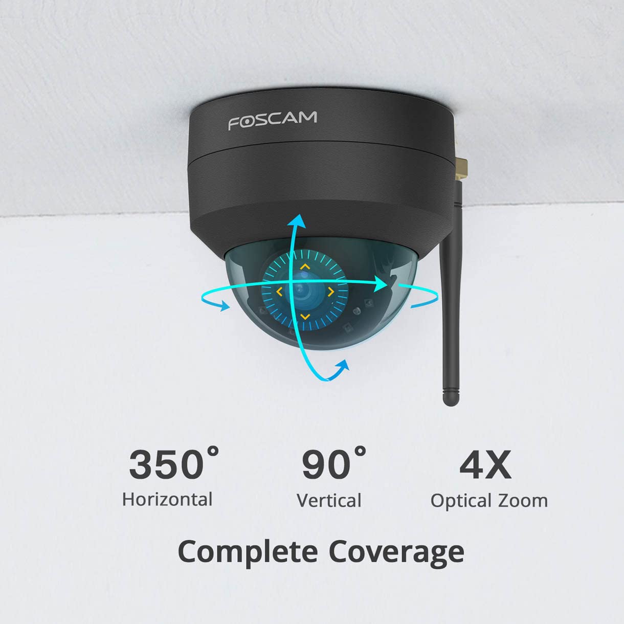 Foscam D4Z WLAN Überwachungskamera Schwarz 4MP (2304x1536), Dual-Band WLAN, PTZ, Smarte Erkennung