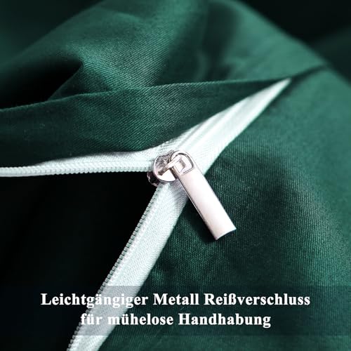 Aisbo Kissenbezug 80x80 Baumwolle 2er Set - weiche Kopfkissenbezug 80 x 80 Dunkelgrün mit Reißverschluss, 80x80cm Pillow Cover Pillowcase – Ansicht 5