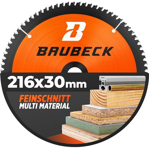 BAUBECK Lama Sega Circolare 216 x 30 Multi Materiale - Per Legno, Alluminio e Altro - Compatibile Con Metabo KGS 216, Bosch GTS 635 216