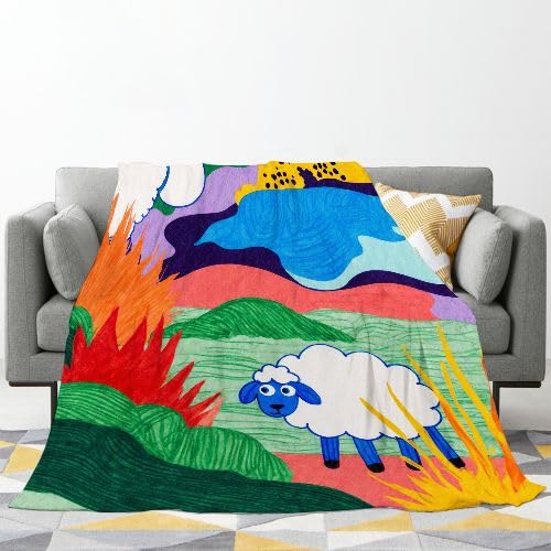 Koc flanelowy, 230 x 270 cm, biała owca, narzuta na sofę z mikrofibry, narzuta na łóżko, krzesło, do biura, puszysta narzuta na łóżko, sofę, kanapę, 230 x 270 cm