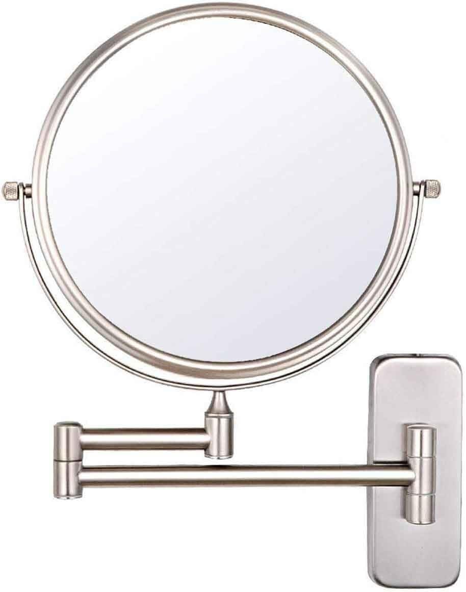 Specchio for trucco ingranditore 5x montato a parete in ottone