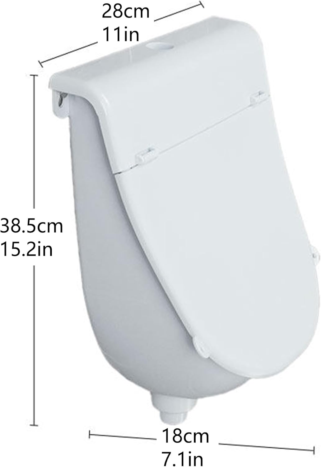 Wall-Mounted Waterless Urinal for Men with Hinged Lid, Bathroom Washout Urinal, Portable Plastic Toilet for Garage, Workshop, RV, Shed & Backyard(White)