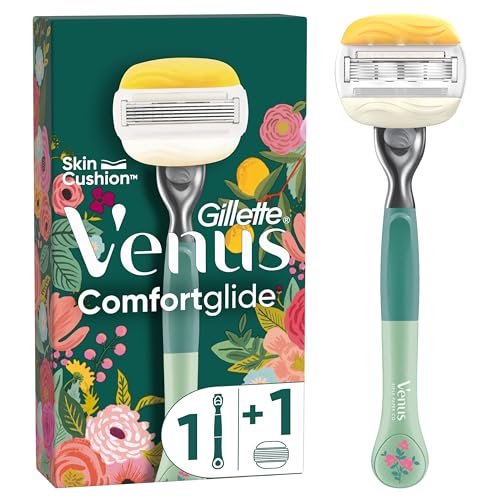 Rifle Paper Co. + Gillette Venus ComfortGlide Afeitadora para mujer – 1 mango + 1 recambio de cuchillas, 5 cuchillas que se afeitan de cerca para una piel suave