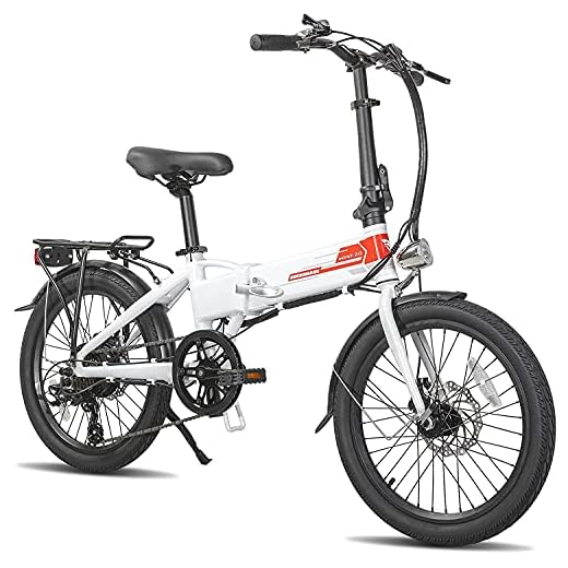 Rockshark 20 tums elcykel vikbar ebike, elcykel med 7 växlar från Shimano, lätt vikbar aluminiumcykel med ljus för män och kvinnor