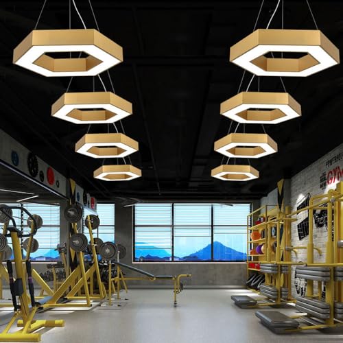 Lámpara colgante LED moderna hexagonal dorada con luz blanca 6000K para techos 6