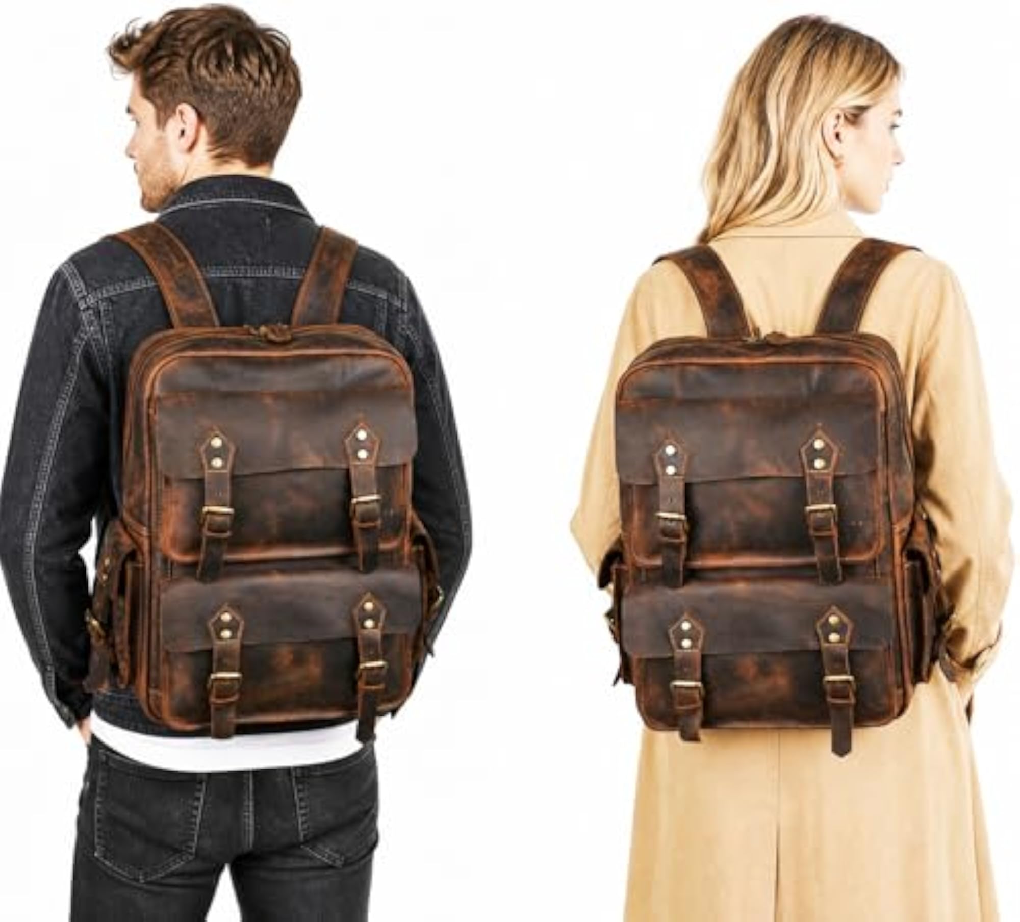 Handmade Genuine Crazy Horse Leather Large Travel Backpack
