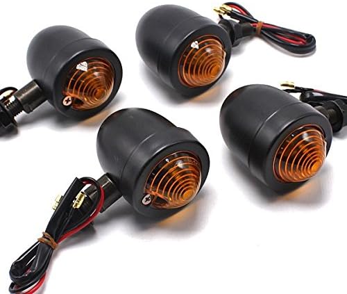 Amazon バイク用 砲弾型 ブレットウインカー ヤマハ ホンダ 旧車 アメリカン ハーレーダビッドソン ブラック 4個セット ウインカー 車 バイク