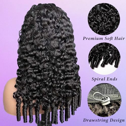 Image of Celiarita Burmese Culry Half Wig Human Hair 28 Inch Curly 3 In 1 Seamless Flip-Over Drawstring Half Wigs Spiral Ends Glueless Wear and GO Wig Beginner-Friendly