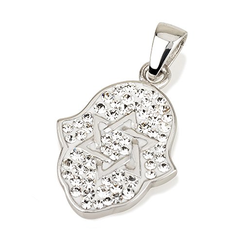 Collier Main de Fatma Hamsa en argent et pierres blanches, le bijou idéal pour sublimer vos tenues
