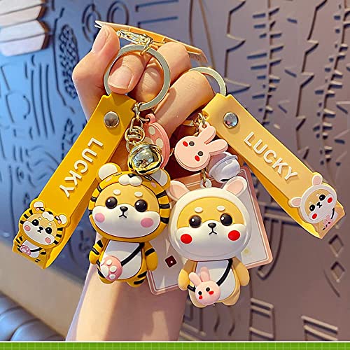 Hsyhere Men Women Boys Girls Silicone Cute Pvc Shiba Inu Keychain Creative New Year Gift Bag Animal Pendant Car Key Pendant Metal Key Ring-Shiba Inu Cat #TOP5