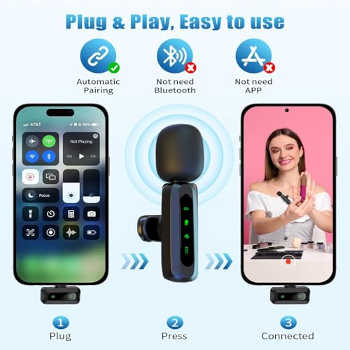 Mini Wireless Lavalier Microphone for Android and iPhone, iOS Devices - Noise Reduction Lapel Mic for Recording, Clip on Mic, for Video Recording, Tiktok, Youtube, Vlog Podcast Content Creator - Image 6