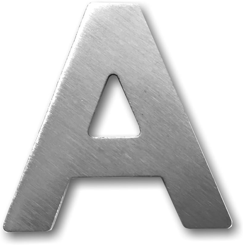 Metal letter A&nbsp;&ndash;&nbsp;Brushed Stainless Steel with 3&nbsp;M Adhesive Strip&nbsp;&ndash;&nbsp;Height 4&nbsp;cm