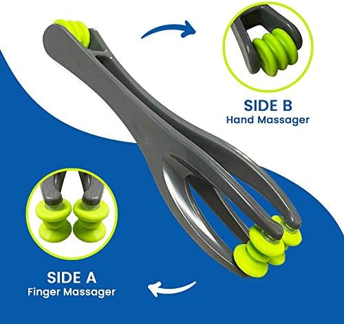 ResultSport 2-in-1 Finger & Hand Massager Roller  Non-Slip Grip Trigger Point Tool with 2 Massage Options for Blood Circulation, Stress Relief, Stiffness, Tingling, Arthritis/Carpal Tunnel Pain