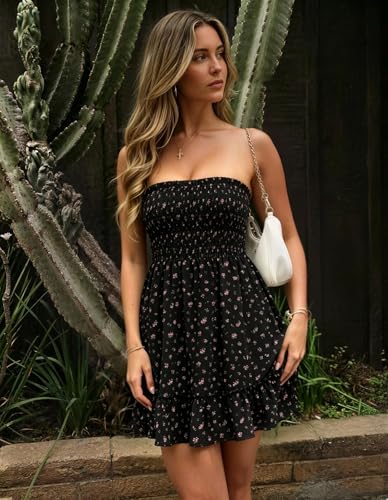 Image of EG CHRIS G Summer Dresses for Women Strapless Tube Top Mini Dresses Beach Boho Sundress 2025