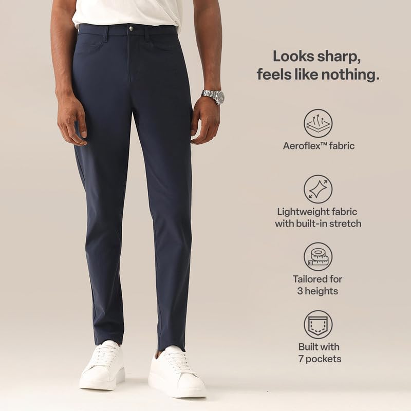 Image of BlissClub The Legendary Pants for Men Casual Office Trousers AeroFlex Stretch Fabric 7 Functional Pockets for Men up to 5'8 inch to 5'10 inch