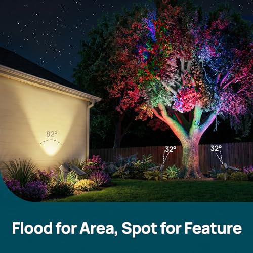 Image of Linkind Smart Solar Tree Spotlight SL6C, Dual-Ring Solar & USB Charging Solar Lights Outdoor Waterproof IP66, Color Changing Trees Uplights, Outdoor Light for Yard, Garden, Landscape, 1 Pack