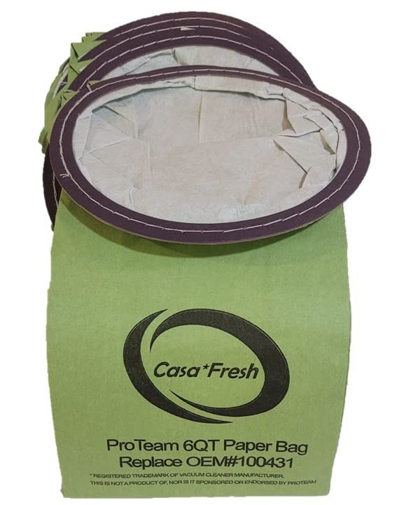 Replacement 10 PK for ProTeam QuarterVac HEPA - QuarterVac - TailVac - ProVac - QuietPro BP - GoCartVac - AviationVac 6 QT Round Backpack Vacuum Bags. Part # 100431