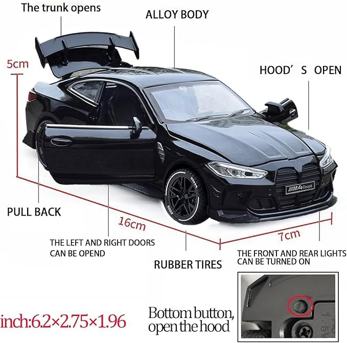 Image of BMW M4 Coupe Diecast Model Car, 1:32 Scale, Black