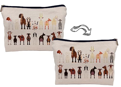 Cartoon Various Breeds of Goats Group Makeup Bag Cosmetic Zipper Pouch Toiletry Bags,Funny Goat Gifts for Lovers Women3