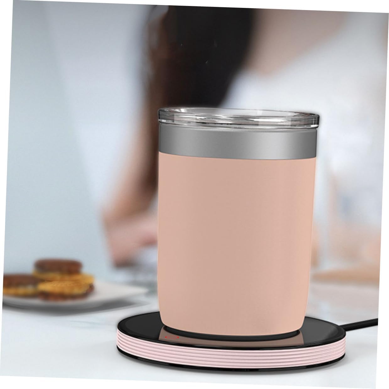 Delicate Household Cup Heater Pad Ac110v, Coffee Mug Warmer Base Temperature Control, Portable Beverage Warmer for Office and Home Use