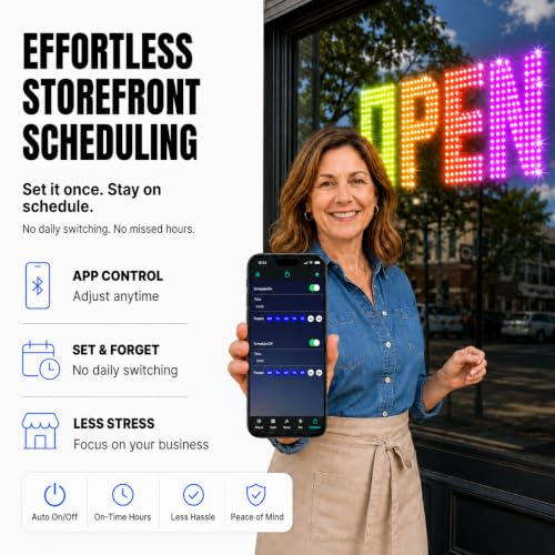 Image of 43 inch x 14 inch Open Sign for Business, Large RGB LED Open Sign with App & Remote Control, 64 Lighting Modes, Adjustable Color Brightness and Speed, 24 /7 Timer, Indoor Storefront Window Sign for Bar Salon Cafe Retail Shops