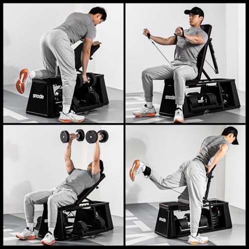 Image of SNODE AD80 Adjustable Dumbbell Set 80LBS (Pair) with the 4in1 Storage Bench, Adjustable Weights Bench with Cable Crossover,Strength Traning Bench for Home GYM, Store The dumbbell
