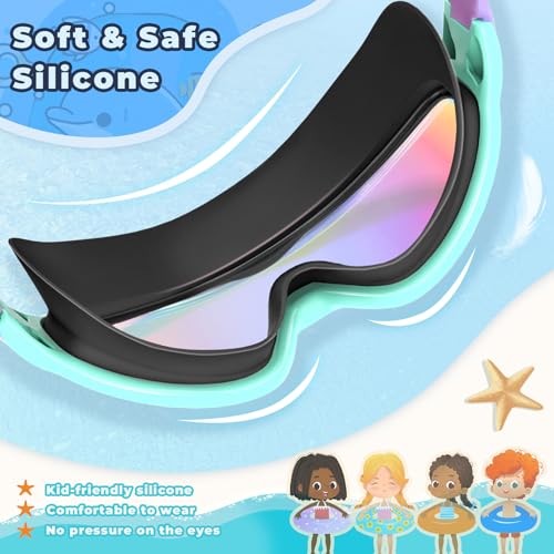 Image of Keary 2 Pack Kids Swim Goggles for 3-15 UV Protection Anti-Fog Pool Water Swimming Goggles for Boys Girls Youth Toddler
