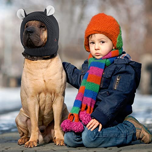 Frienda Quiet Ears For Dogs, Dog Ear Muffs Noise Protection Knitted Dog Hats Pet Ears Warm Dog Ear Cover Winter Hat Dog Snood Head Wrap Bunny Costume For Medium To Large Dogs Cats Pets (Black) #TOP5