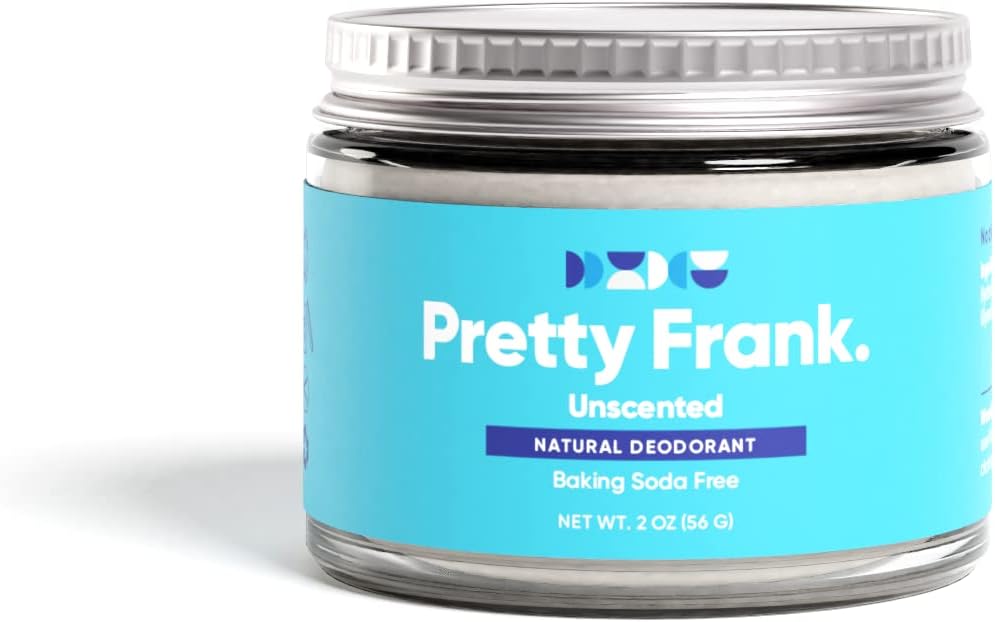Pretty Frank Natural Deodorant Jar – Baking Soda-Free, Natural Deodorant for Women, Men & Teens in a Jar, Aluminum-Free, Made with Organic, Safe, and Effective Ingredients (Unscented, 1pk)