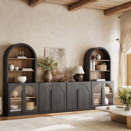 Image of BELLEZE Bijou 126 inch Wall Unit 6-Piece Modular TV Stand - Ebony