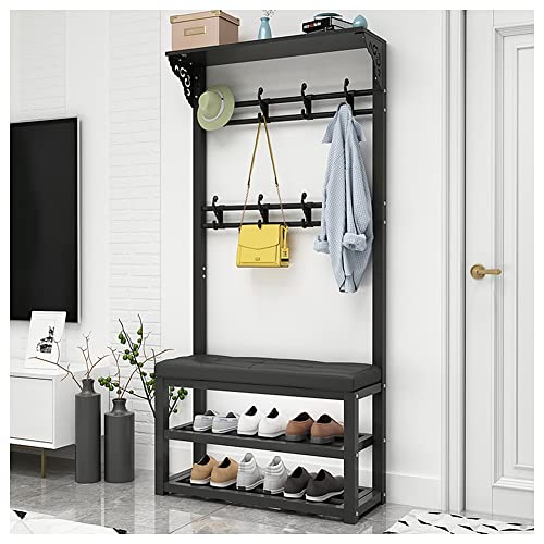 Banc à chaussures et porte-manteaux industriel 4 en 1 vestiaire d'entrée compact