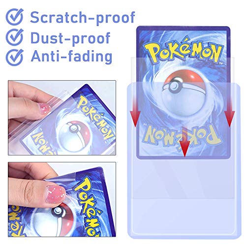 200 Counts Trading Card Sleeves TopLoader Set, Top Loader Penny Sleeves fit for Trading Card, MTG, Yugioh, Pokemon Card (Include 100 Thick Sleeves & 100 Soft Sleeves)