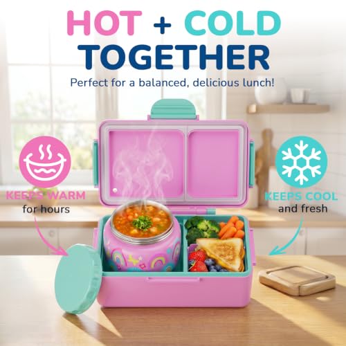 Image of Bento Lunch Box for Kids-3 Compartment Leak Proof Insulated Lunch Container