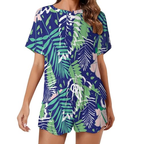 Ensemble de pyjama pour femme Bougainvillier Tropical contre la chaleur