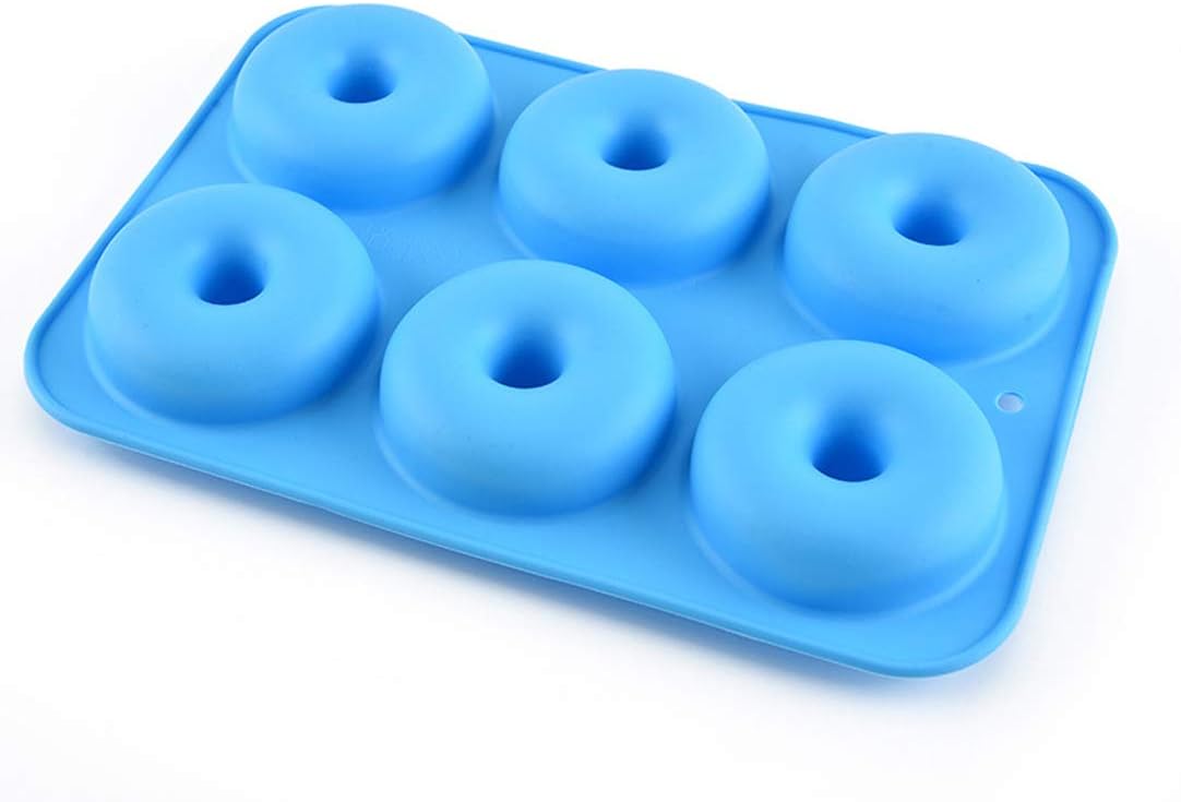 Donut Pan for Baking Donuts - 6 Cavity Donut Maker Pan Mold - Silicone Baking Pan for Cake Donuts and Silicone Soap Molds for Soap Making