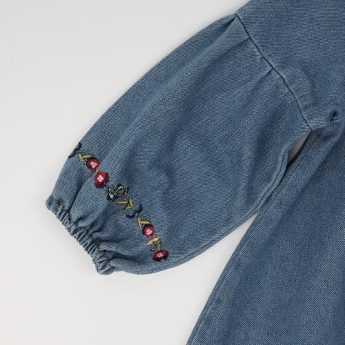 HOOLCHEAN Toddler and Little Girls Denim Embroidered Long Sleeved Dress Kids Playwear4