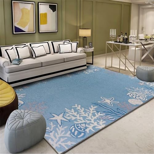 Tapis de salon bleu imprimé minimaliste 200x280cm pour chambre - 2