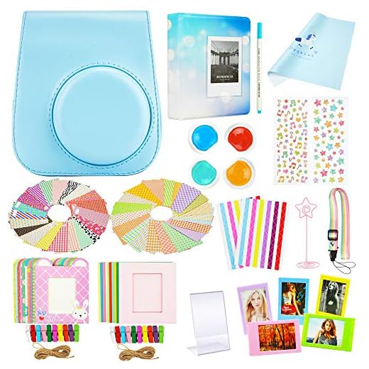 Yosuny Los Accesorios de la cámara instantánea Mini 11 Son compatibles con Las cámaras de película Fujifilm Instax, Incluido Estuche/álbum de Fotos/Filtro, etc. 17 en 1 (Azul)