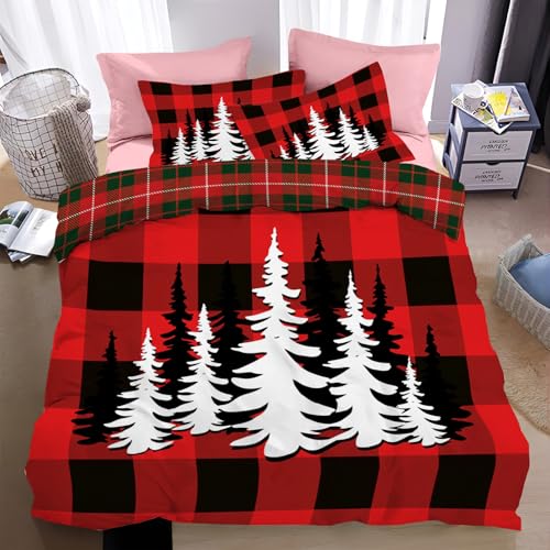 Weihnachtsbettwäsche Microfaser 20 JEDTAKCT Winter wendbar Bettwäsche 200x200 3 teilig - Geometrischer...