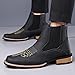 ENOEGMSD Chelsea Boots Men's Chunky Heels Western Cowboy Boots Fashion Classic Square Toe Embroidered Pull On Casual Work High-Top Ankle Boots (Black,8.5)