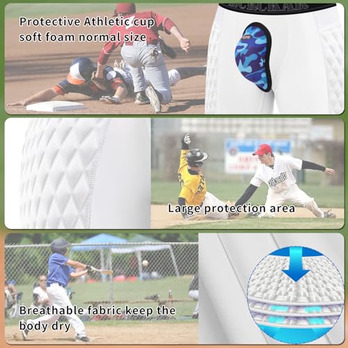 Youth Boys Baseball Sliding Shorts Protective Athletic Compression Underwear w/Cup Baseball Football Lacrosse3