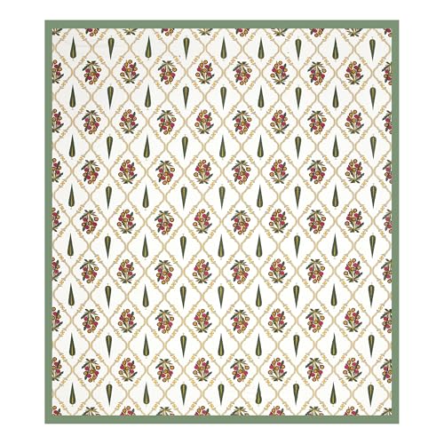 Image of BLOCKS OF INDIA Hand Block Printed 200 TC Cotton King Size Bedsheet | Green Patti