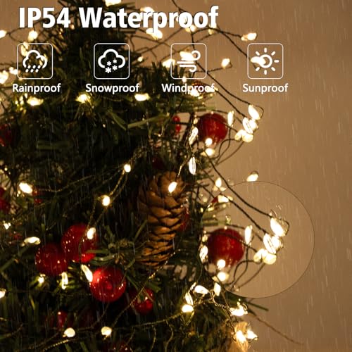 Image of 2 Pack Battery Christmas Fairy Lights, Total 20Ft 400 LED String Lights | Dark Green Copper Wire Cluster String Light Waterproof with Timer 8 Modes for Xmas Tree Garland Decor (Warm White)