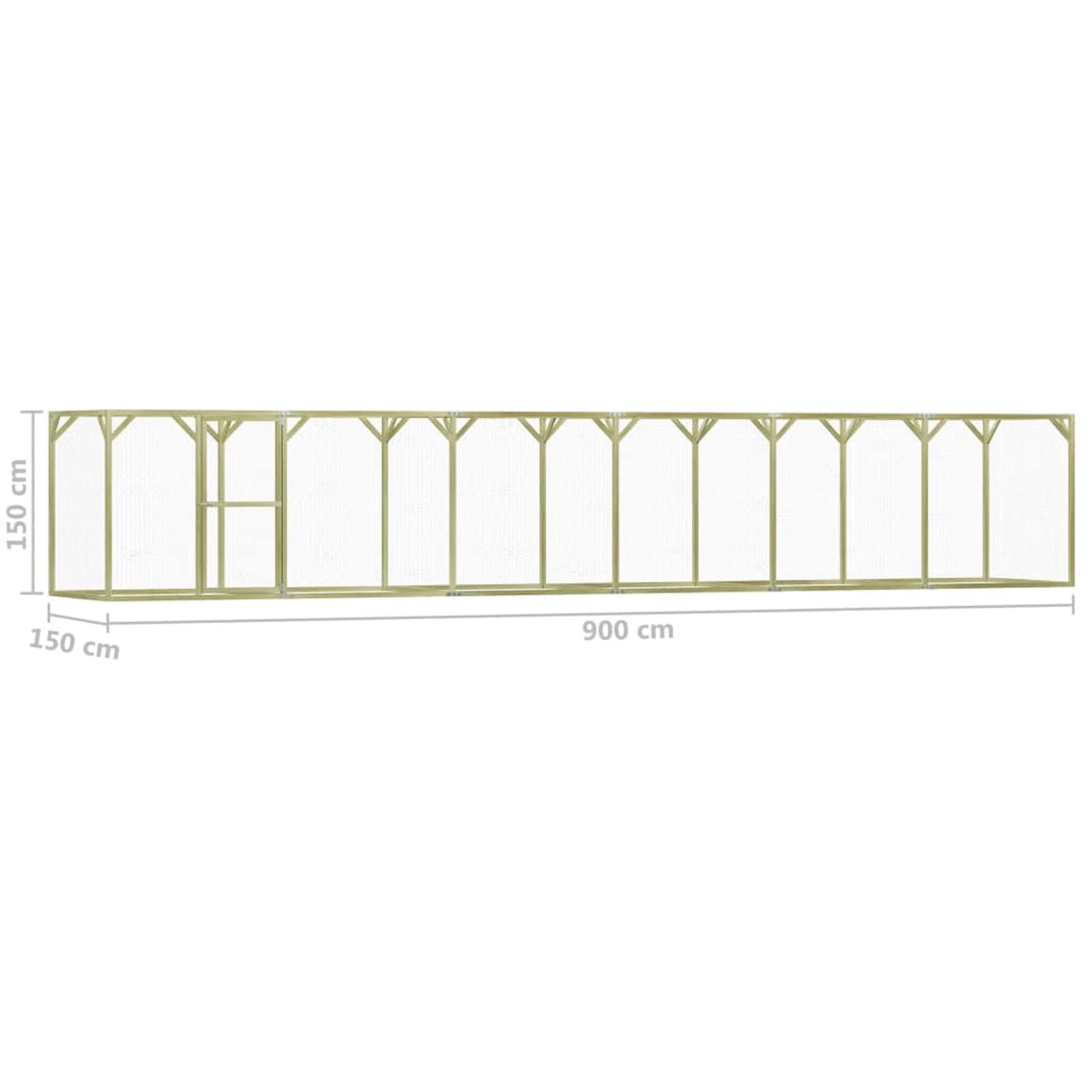BAZZI Jaula gallinero para gallinas de exterior, valla para gallinas, jaula para gallinas, gallinero 1,5 x 9 x 1,5 m de madera de pino impregnado