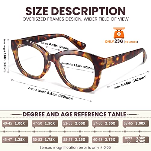 Gaoye 6 Pack Oversized Reading Glasses For Women Stylish Blue Light Blocking Anti Eyestrain Computer Readers Spring Hinge W/Case (G1 6-Pack Mix, 1.50) #TOP2