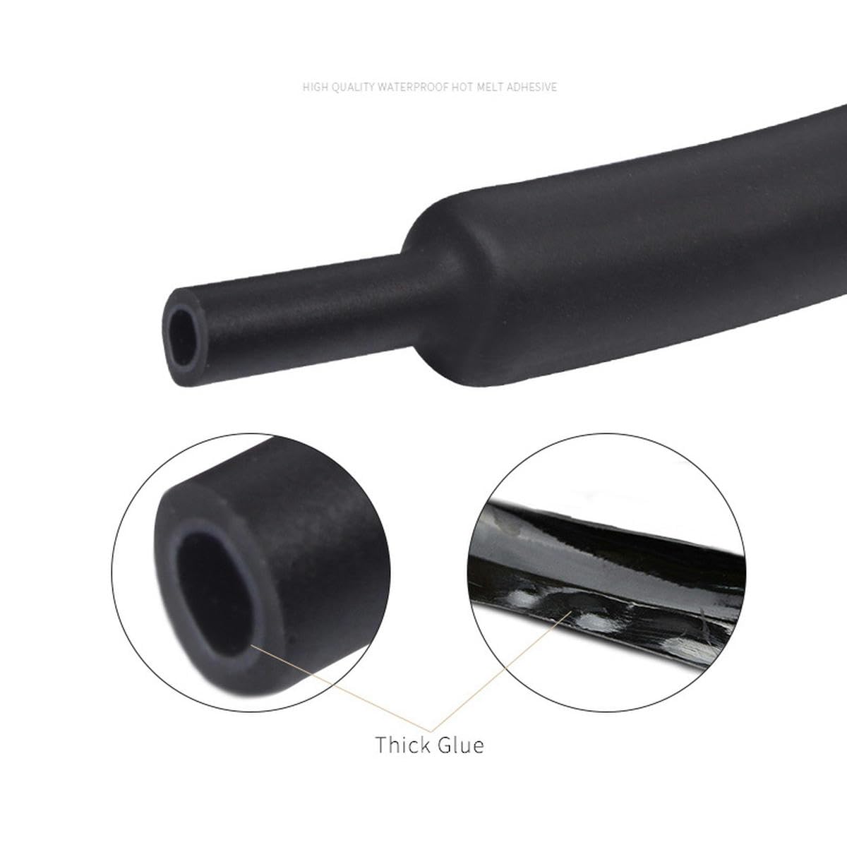 Tubo termorestringente a doppia parete da 1,6/2,4/3,2/4,8/6,4/7,9/9,5 ~ 50 mm, colla spessa rapporto 3:1, tubo termorestringente, kit di filo rivestito adesivo, nero, 12,7 mm-50 metri