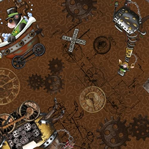 QT Fabrics Steampunk Express by Desiree's Designs 29067 A Brown Toss